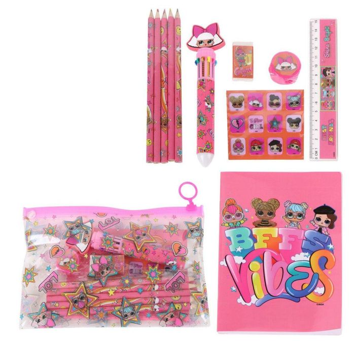 Cerdá Set Papelería Escolar Eva Lol PINK, para Niños de 3+ Años, Incluye Material Básico, 22x14x0.5 cm