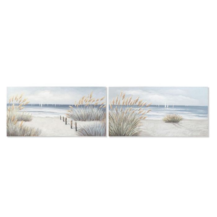 Cuadro DKD Home Decor Playa Mediterráneo 140 x 3 x 70 cm (2 Unidades)