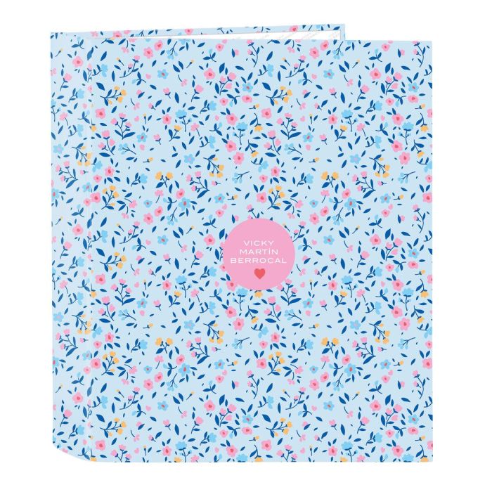 Carpeta de anillas Vicky Martín Berrocal Paraíso Azul Rosa A4 27 x 33 x 6 cm