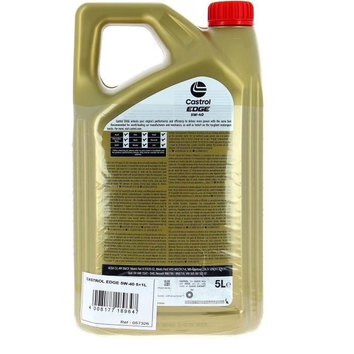 Aceite de motor - CASTROL EDGE - 5W-40 - 5L+1L - 057326 4 Aceite de motor - CASTROL EDGE - 5W-40 - 5L+1L - 057326 4