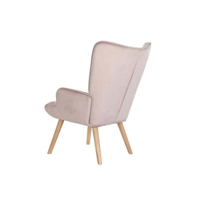 DKD Home Decor Butaca Scandi Rosa - Sillón Individual Poliéster y Madera Desmontable - Medidas 75x69x96 cm, Asiento 43cm 2