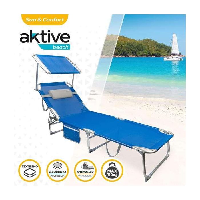 Tumbona plegable aluminio con parasol, almohada y bolsillo modelo gomera 188x58x30/69cm 2 Tumbona plegable aluminio con parasol, almohada y bolsillo modelo gomera 188x58x30/69cm 2