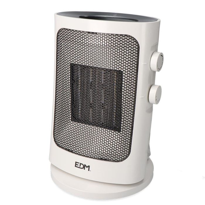 Edm Calefactor Vertical Oscilante 1000-1500W Blanco con Termostato Ajustable y Protección Sobrecalentamiento