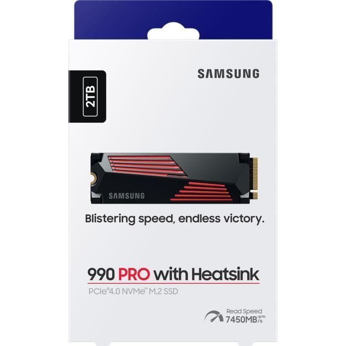 Samsung MZ-V9P2T0GW SSD Interno 990 PRO 2TB con disipador, PCIe 4.0 NVMe 2.0, M.2 2280, hasta 7450 MB/s 1