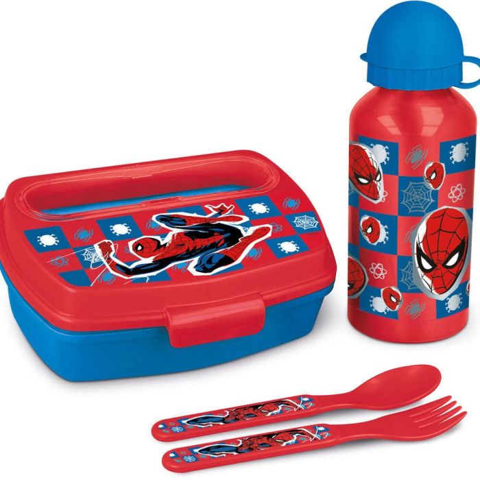 Set Sandwichera cubiertos + botella aluminio Spiderman Marvel 400ml 1 Set Sandwichera cubiertos + botella aluminio Spiderman Marvel 400ml 1