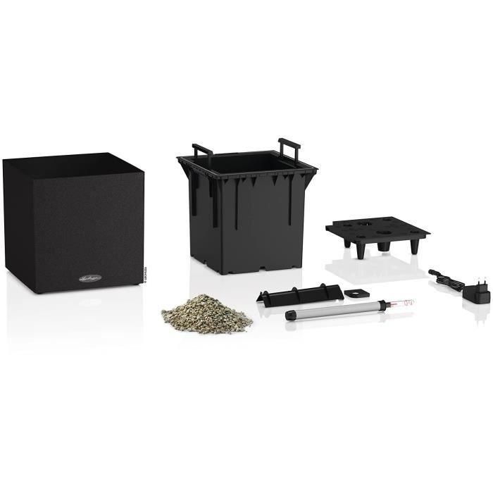 Macetero LECHUZA Canto Stone Cube 30 - kit LED completo, negro grafito 1