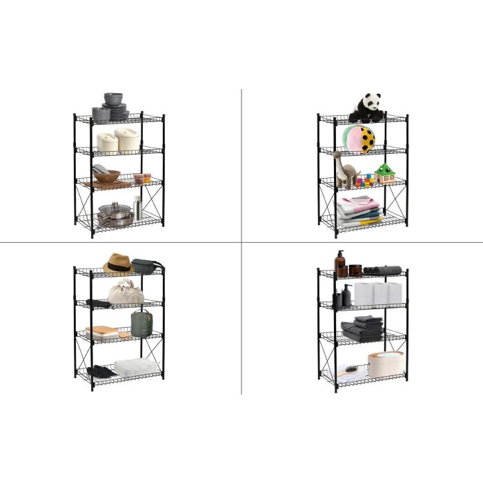 Estantería de Metal 4 Niveles 52x34x86 cm - Confortime (2 Unidades) 4 Estantería de Metal 4 Niveles 52x34x86 cm - Confortime (2 Unidades) 4