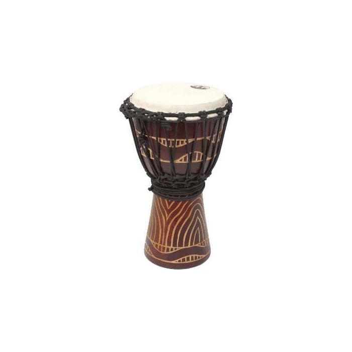 Tanga Djembe de 8 pulgadas de Madera Rojiza y Parche Blanco