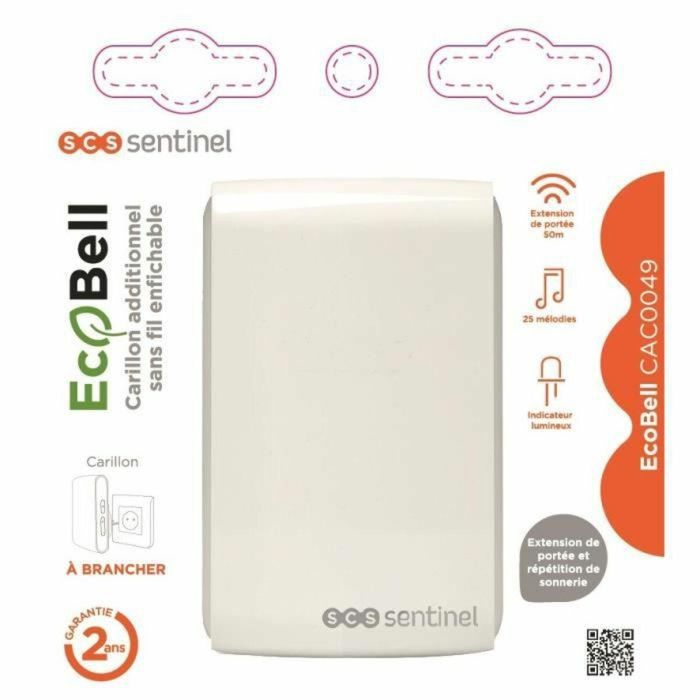 SCS Sentinel Campana adicional Ecobell CAC0049 para extensión de timbre hasta 350 m con 25 melodías 1 SCS Sentinel Campana adicional Ecobell CAC0049 para extensión de timbre hasta 350 m con 25 melodías 1