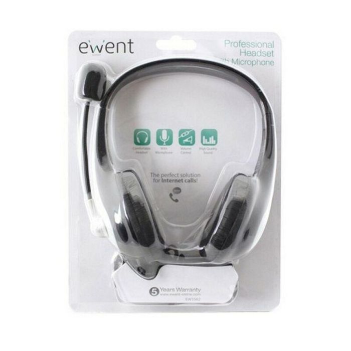 Auriculares con Micrófono Ewent EW3562 Negro Negro/Plateado 2