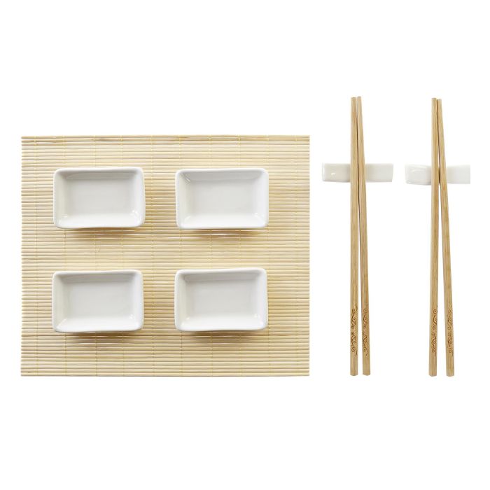 DKD Home Decor Set de 9 Piezas Sushi Oriental Bambú Pizarra Natural Negro Blanco 22 x 28 x 2.5 cm DKD Home Decor Set de 9 Piezas Sushi Oriental Bambú Pizarra Natural Negro Blanco 22 x 28 x 2.5 cm