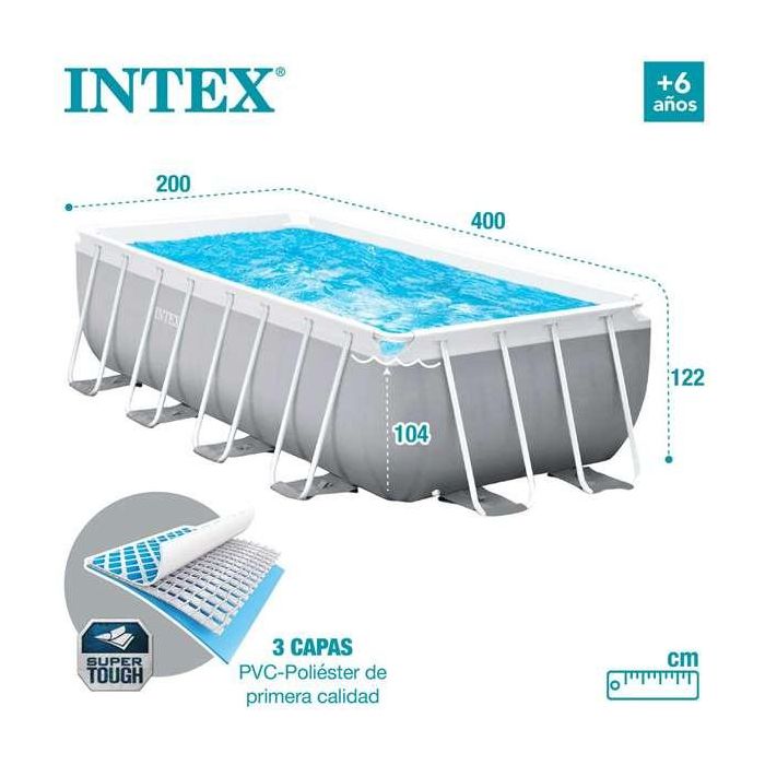 Intex Piscina Prism Frame Rectangular 400x200x122 cm con Bomba de Filtro y Escalera, Capacidad 8418L 13 Intex Piscina Prism Frame Rectangular 400x200x122 cm con Bomba de Filtro y Escalera, Capacidad 8418L 13