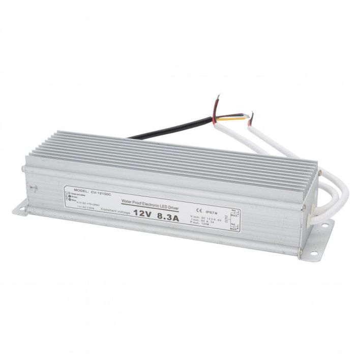 LED Transformador 100W 230VAC/12VDC IP67, Fuente Alimentación Electrónica Regulada para Exterior