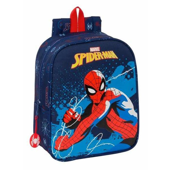 Mochila guarderia adapt.carro spider-man "neon" 22x27x10cm