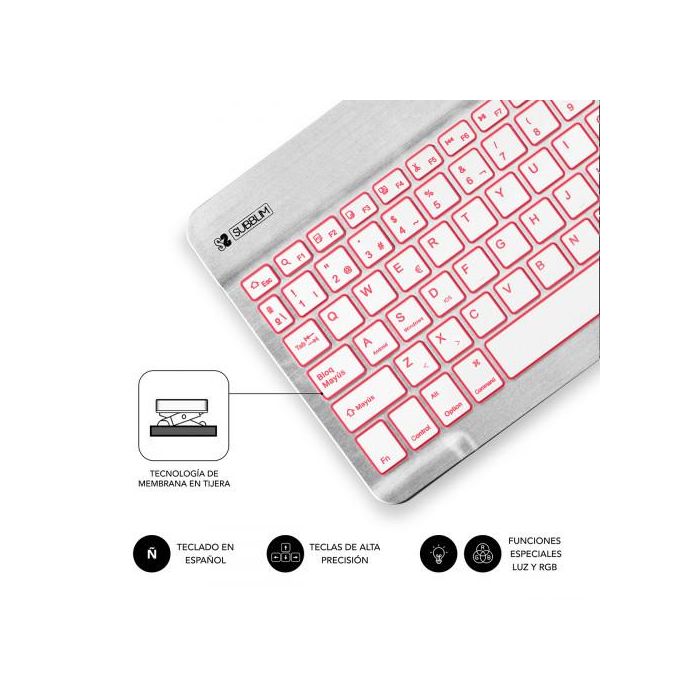 SUBBLIM Teclado Smart Backlit BT Keyboard Silver