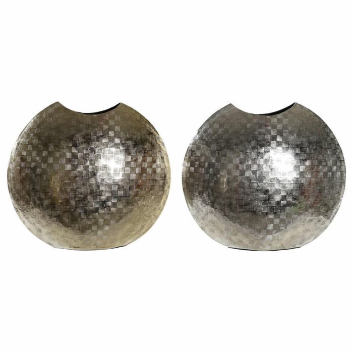 DKD Home Decor Jarrón Moderno de Aluminio Dorado y Plateado, 14x37x33 cm (Largo x Ancho x Alto), Pack de 2 de la Colección Quatrato DKD Home Decor Jarrón Moderno de Aluminio Dorado y Plateado, 14x37x33 cm (Largo x Ancho x Alto), Pack de 2 de la Colección Quatrato