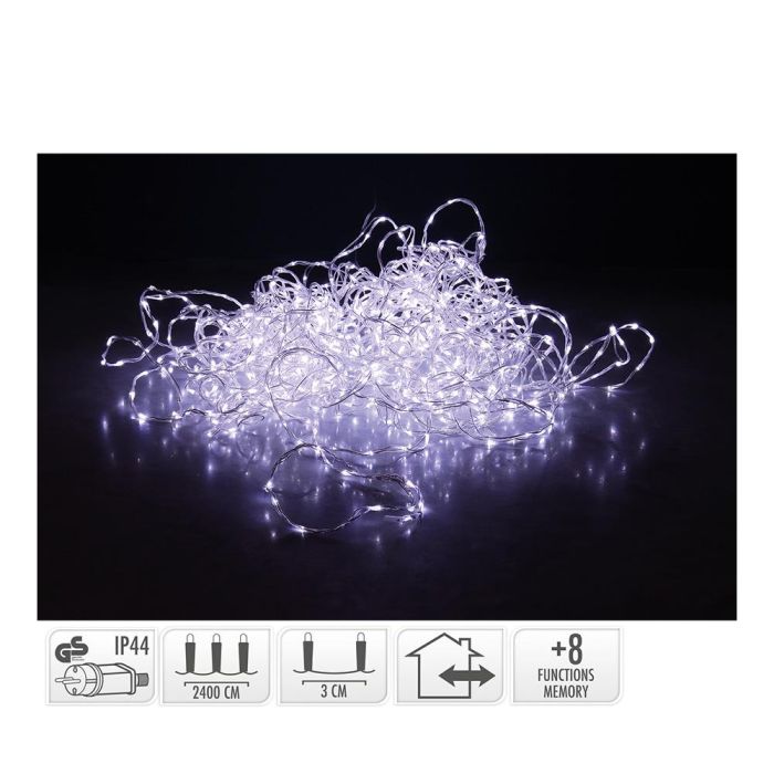 Guirnalda Soft Wire 800 LEDs Blanco Frío, 8 Funciones, 27m, IP44 Interior/Exterior, Cable Transparente