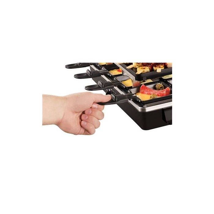 Russell Hobbs 26280-56 Multi Raclette 3 en 1 para 8 Personas con Placa de Acero Inoxidable y Piedra y 8 sartenes 3