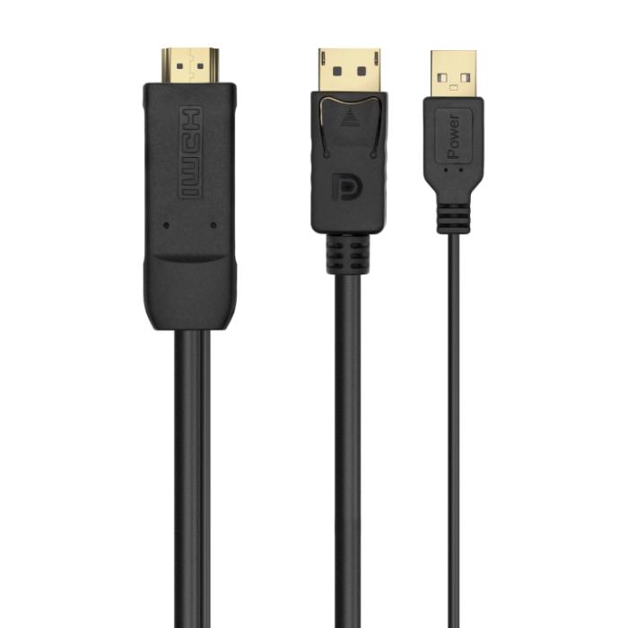 Cable Conversor Aisens A122-0641/ HDMI Macho - DisplayPort Macho + USB Macho/ Hasta 10W/ 2250Mbps/ 10cm + 1.8m/ Negro Cable Conversor Aisens A122-0641/ HDMI Macho - DisplayPort Macho + USB Macho/ Hasta 10W/ 2250Mbps/ 10cm + 1.8m/ Negro