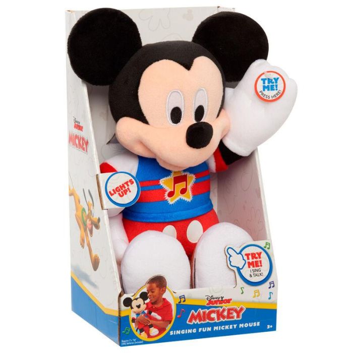 Just Play 14619 Peluche Cantarín Mickey Mouse Funhouse Disney Junior 30,5 cm con Luz y Sonido Pilas Incluidas +3 años 2