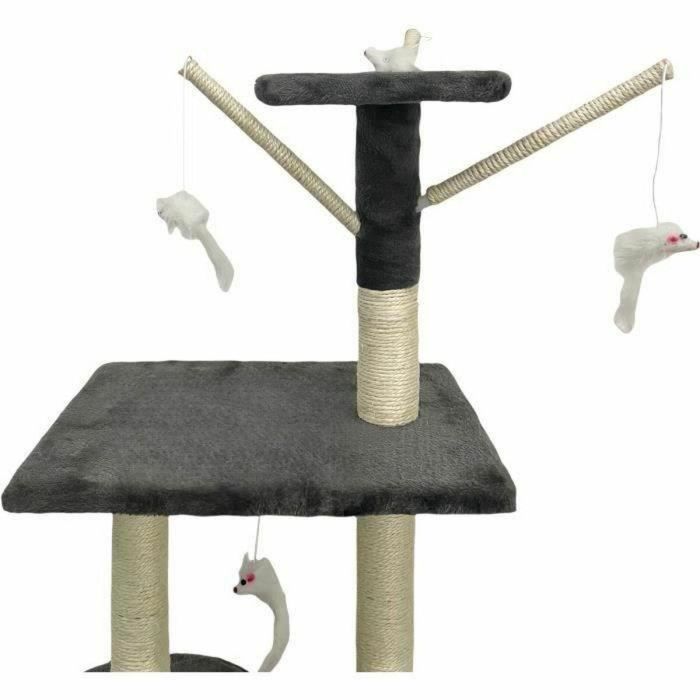 JIPSY Rascador para gatos gris oscuro 79 x 34 x 138 cm - 3 plataformas, 1 percha, 1 perrera, 1 escalera, postes rascadores 3 JIPSY Rascador para gatos gris oscuro 79 x 34 x 138 cm - 3 plataformas, 1 percha, 1 perrera, 1 escalera, postes rascadores 3