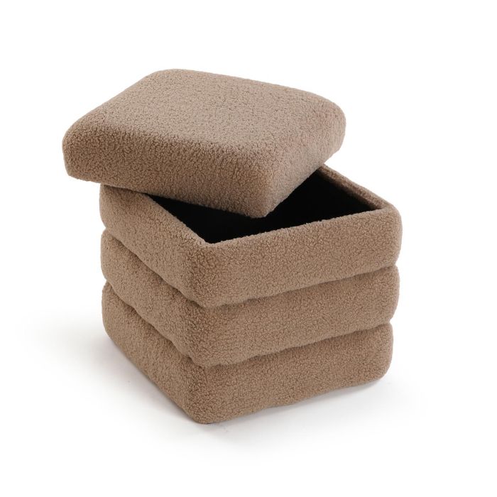 Puf Cuadrado Teddy Marron Almacenaje Versa 40X42CM 1 Puf Cuadrado Teddy Marron Almacenaje Versa 40X42CM 1