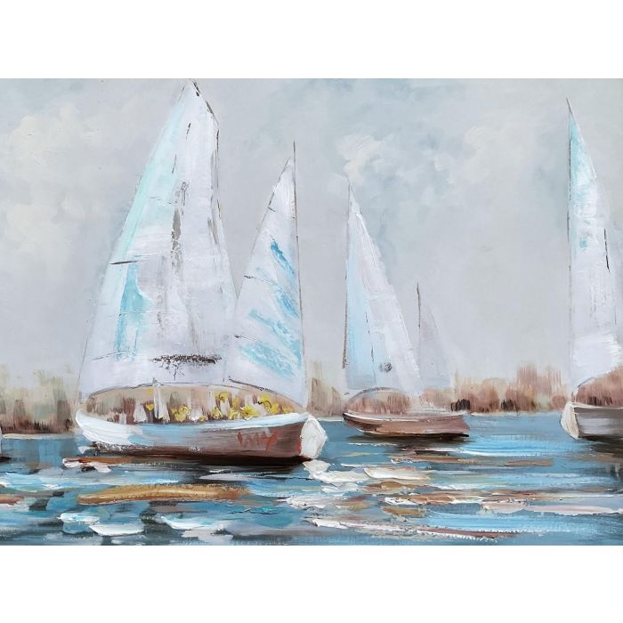 Cuadro Mediterraneo DKD Home Decor Turquesa Blanco 3.8 x 60 x 120 cm (2 Unidades) 2