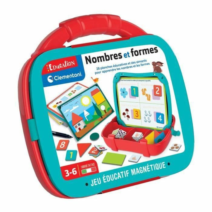 Clementoni 52676 Maletín Magnético Caja de Figuras y Formas. Juego Educativo con Números e Imanes de Colores para Niños de Primaria 4