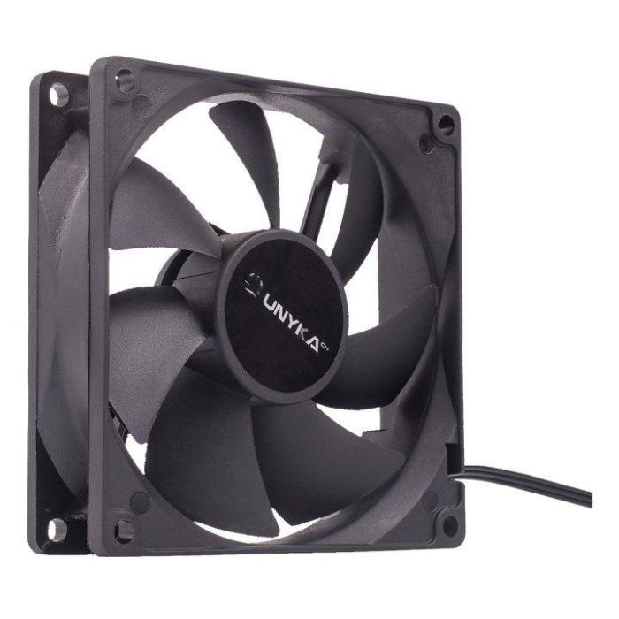 Unykach 51789 Ventilador de Caja para PC, 90mm, Negro, Silencioso (19 dB), 2000 RPM, 12V, Conector 3 Pines, Óptima Ventilación 2 Unykach 51789 Ventilador de Caja para PC, 90mm, Negro, Silencioso (19 dB), 2000 RPM, 12V, Conector 3 Pines, Óptima Ventilación 2