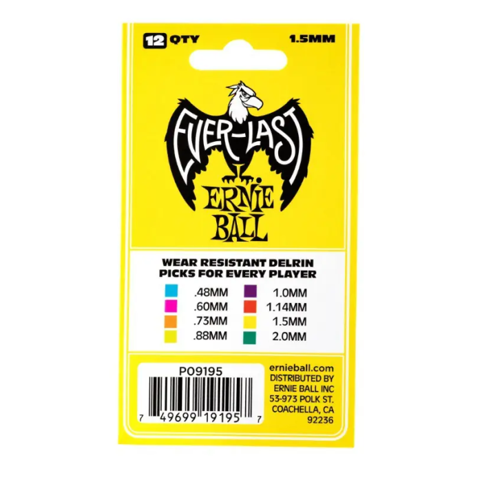 Ernieball Bolsa De Púas Everlast Amarilla 1,5 Mm - 12 Unidades 2