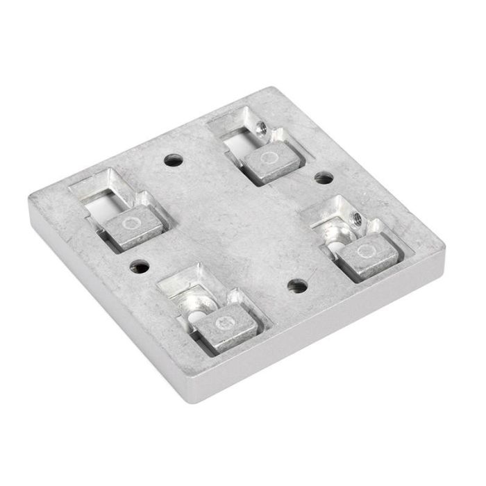 RUJZ Placa de Enganche Cuña QUARON para Patas de Mesa 80x80mm Níquel Satinado - Fácil Montaje, Máxima Seguridad