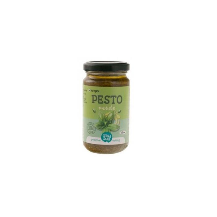 TERRASANA Pesto Verde 180g Vegano Sin Gluten con Aceite de Oliva Virgen Extra, Nueces, Anacardos y Piñones