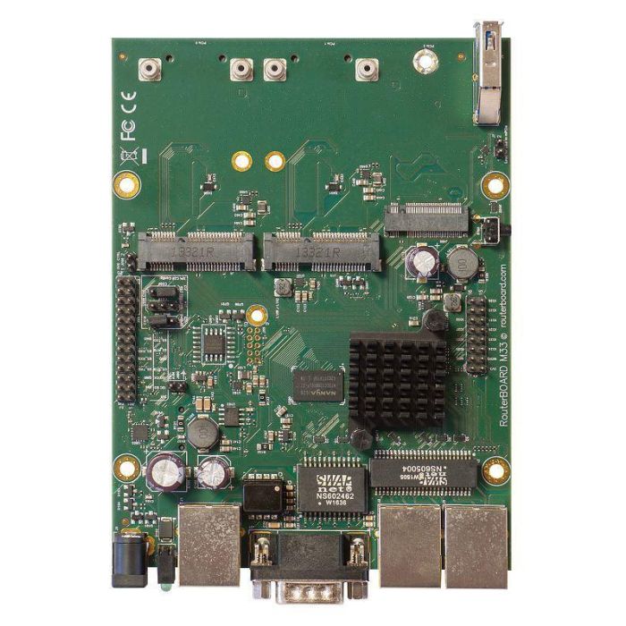 MikroTik RBM33G RouterBOARD, Dual Core 880 MHz CPU, 256MB RAM, 3x GbE, 2x MiniPCI-e, M.2, USB 3.0, 2x Mini SIM, PoE MikroTik RBM33G RouterBOARD, Dual Core 880 MHz CPU, 256MB RAM, 3x GbE, 2x MiniPCI-e, M.2, USB 3.0, 2x Mini SIM, PoE