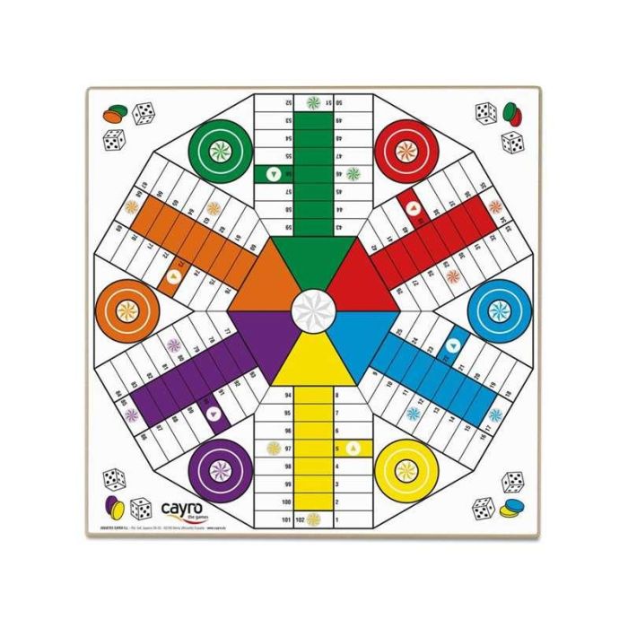 Tablero parchis 4 y 6 jugadores de madera 40x40 cm sin accesorios 1 Tablero parchis 4 y 6 jugadores de madera 40x40 cm sin accesorios 1