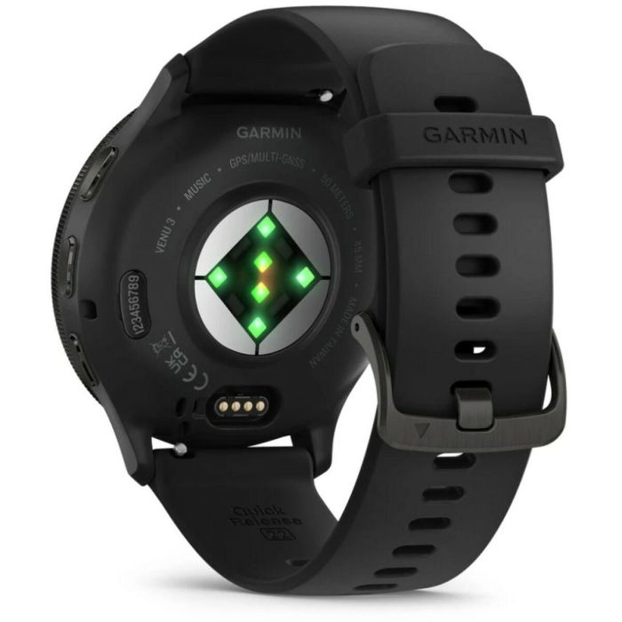 Reloj GPS conectado - GARMIN - Venu 3 - WiFi - 35,4 mm (1.4) - Acero gris, caja negra y correa de silicona negra 2