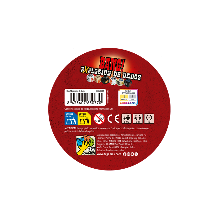 dV Giochi EEDVBD04 Bang! Explosión de Dados Juego de Dados +2 Expansiones y 4 Personajes Nuevos Español 3-8 Jugadores 8+ años 3 dV Giochi EEDVBD04 Bang! Explosión de Dados Juego de Dados +2 Expansiones y 4 Personajes Nuevos Español 3-8 Jugadores 8+ años 3