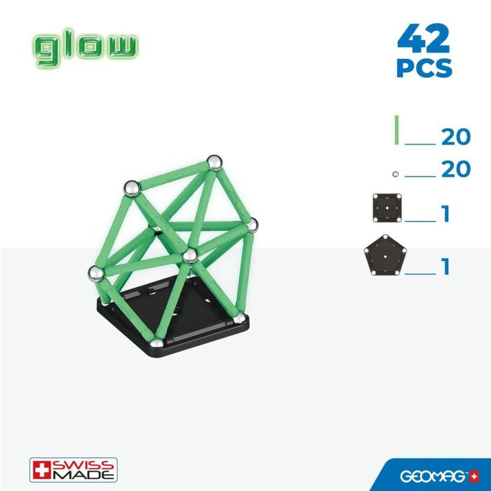 Geomag Set de Construcción Magnético EcoFriendly 42 Piezas Brilla en la Oscuridad - Barras y Esferas 100% Reciclado 2