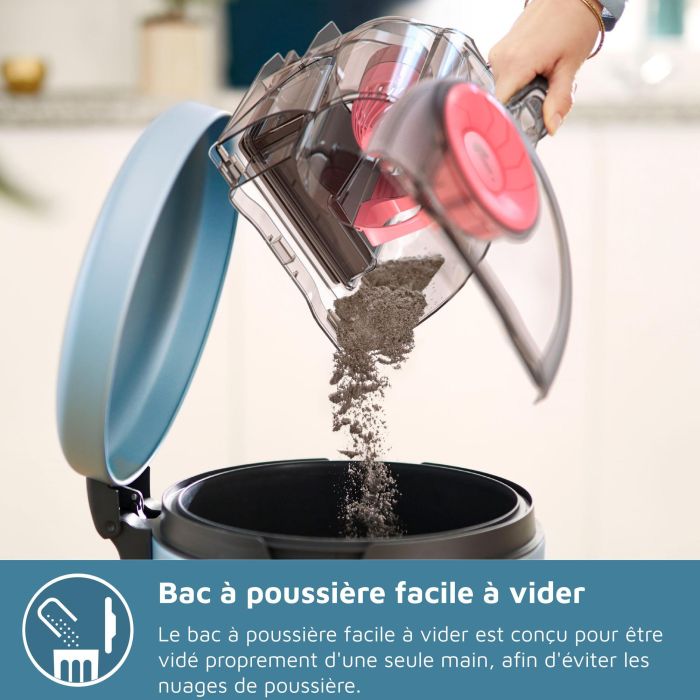 Philips XB2123/09 - Aspirador sin Bolsa Compacto de Bidón, 850 W, 1.3 L, Azul Oscuro/Melocotón 5