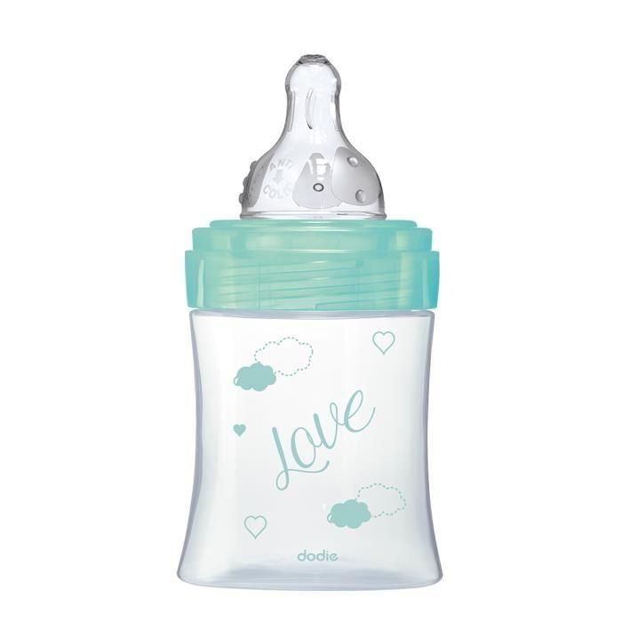 Dodie Set Botella Iniciación y Vaso Vidrio 150ml Tetina Redonda 3 Velocidades Anticólicos Flujo Lento Verde Pájaro para Bebés 2