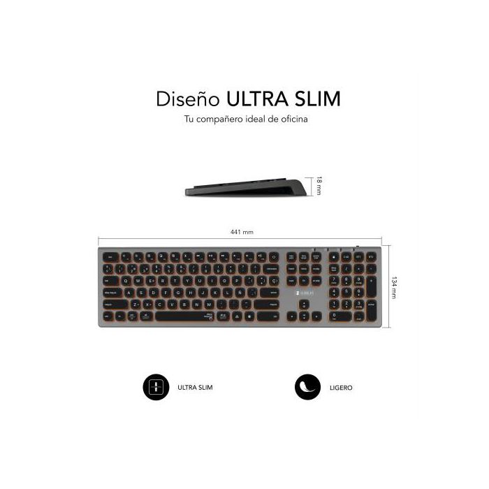 Subblim Teclado Bluetooth/2.4G Master Retroiluminado Extendido con Teclado Numérico y Conexión Multidispositivo USB-C Recargable QWERTY Español SUBKB-3MIE310 4