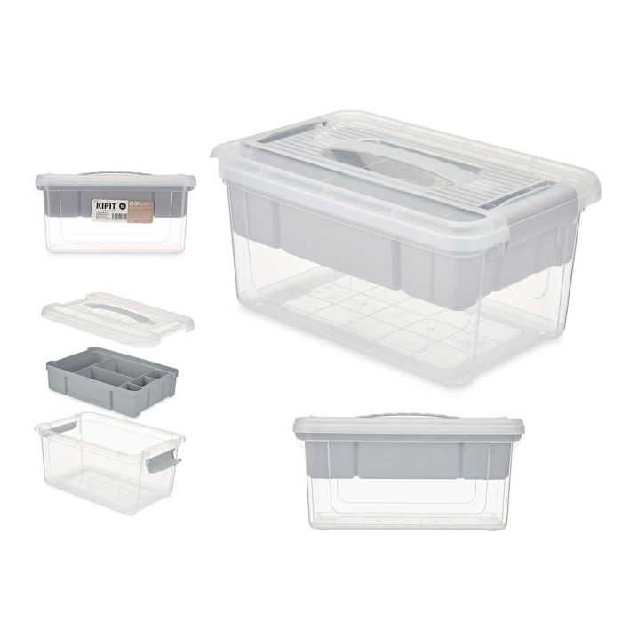 Organizador Plástico Kipit 5L Bandeja Gris 29.5x14.5x19.2 cm (6 Unidades) Organizador Plástico Kipit 5L Bandeja Gris 29.5x14.5x19.2 cm (6 Unidades)