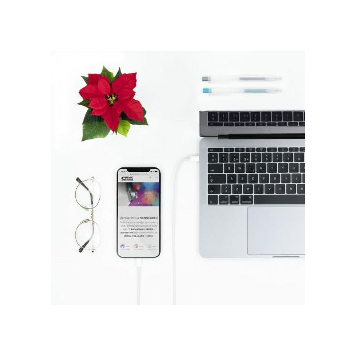 Nano Cable 10.10.0602 Cable USB Tipo-C a Lightning Macho, 2m, Blanco 4