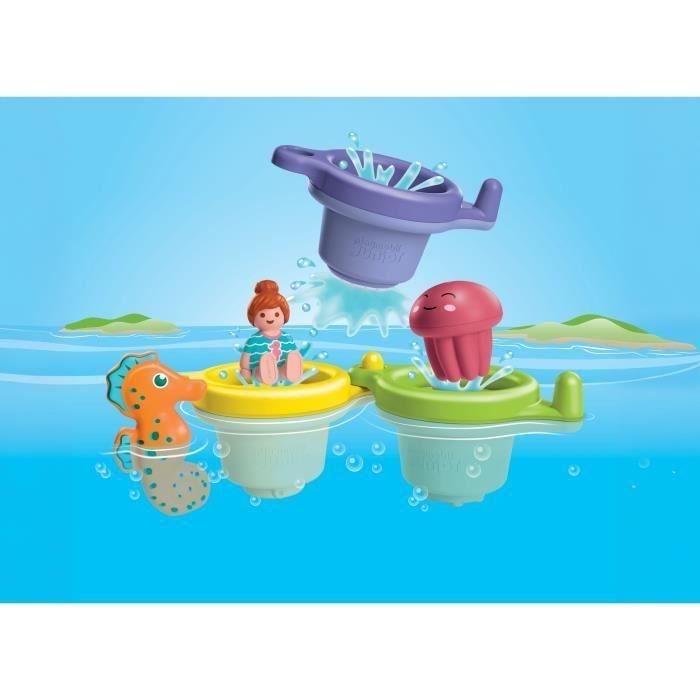 PLAYMOBIL 71776 Vasos Flotantes Junior Aqua para Baño Bebés +12 meses con Ducha y Lluvia Apilables 1