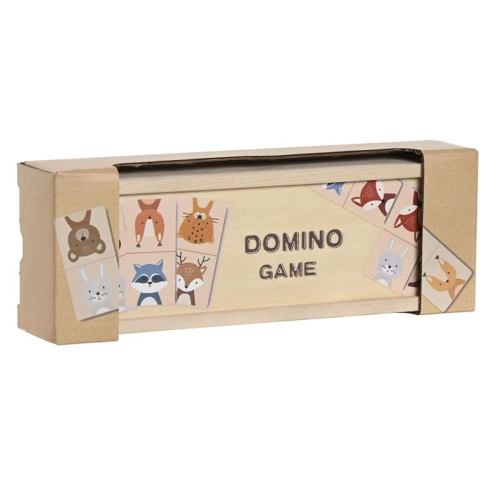 DKD Home Decor Juego de Mesa Domino para Niños, Madera Multicolor, 28 Piezas, 6.5x4x19 cm