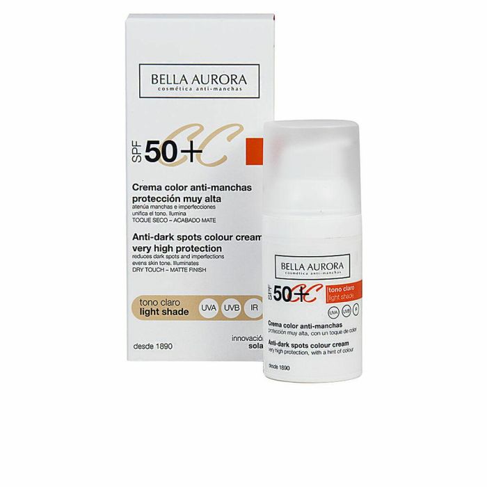 Bella Aurora CC Cream Anti-Manchas SPF 50+ Tono Claro Perfeccionadora Unifica Tono Antiedad Resistente al Agua Hipoalergénica 30 ml Bella Aurora CC Cream Anti-Manchas SPF 50+ Tono Claro Perfeccionadora Unifica Tono Antiedad Resistente al Agua Hipoalergénica 30 ml