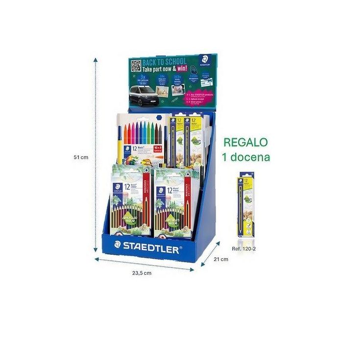 Expositor Staedtler Sobremesa Vac 25 Surtido 6X 326 C12P Rot. 326 Noris Club C/10 18X 185 Set9 Lap. Col. 185 Noris Colour Wopex C/12 12X 120-2 Lap. Graf. 120 Noris Nº2 Hb 1X 120-2 Lap. Graf. 120 Noris Nº2 Hb Regalo Sin Cargo