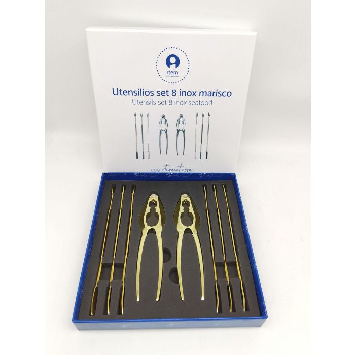 Utensilios DKD Home Decor Dorado 3 x 15 x 3 cm Set de 8 1