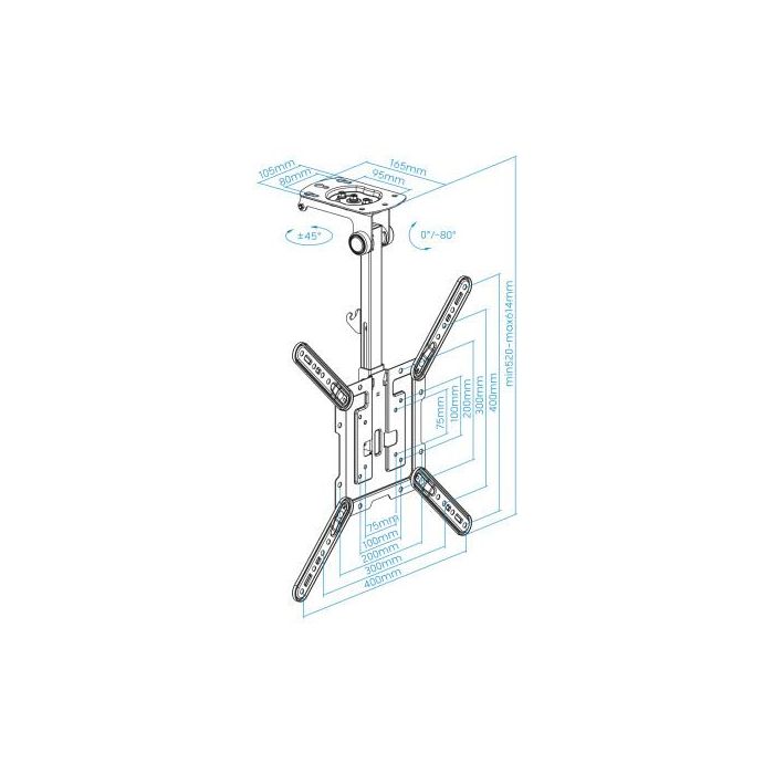 TooQ LPCE1123TSLI-B Soporte de Techo Giratorio/Inclinable para TV de 23-55" hasta 20kg