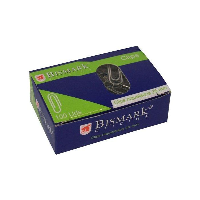 Clip Bismark Nº1,5 (28 Mm.) Niquelado Caja De 100