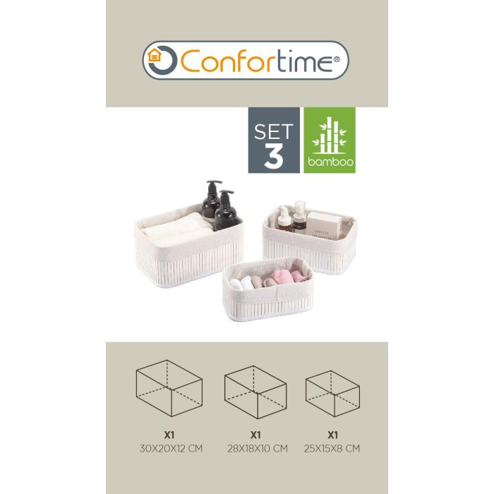 Set de 3 Cestas de Ordenación en Bambú Blanco - Confortime (6 Cajas) 8 Set de 3 Cestas de Ordenación en Bambú Blanco - Confortime (6 Cajas) 8